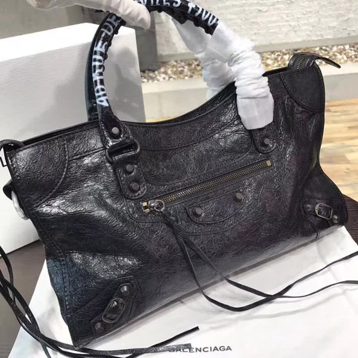 BALENCIAG巴黎世家 Balenciaga city 機車包 限量 原廠爆裂紋羊皮 塗鴉字母 手提肩背斜挎包  BL1701